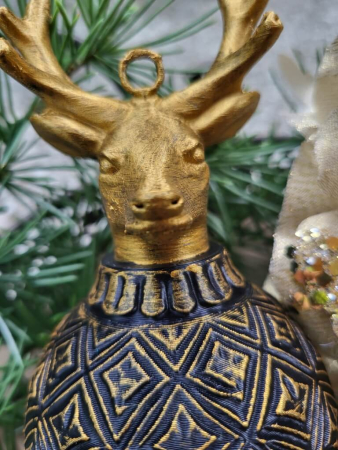 Preview: Christbaumkugel Outdoor Oro, mit Hirschkopf gold