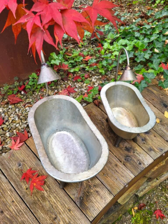 Preview: Pflanzschale Wanne mit Brause, Zink glänzend