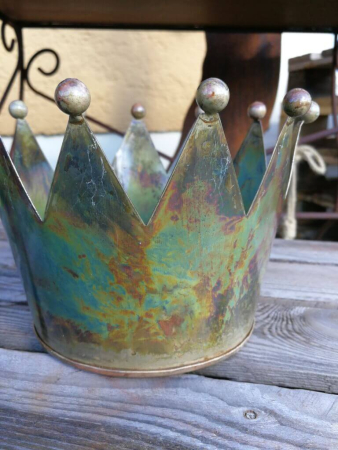 Preview: Pflanztopf Krone, kupfer-grün