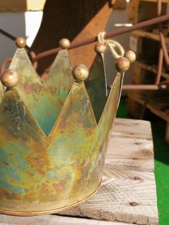 Preview: Pflanztopf Krone, kupfer-grün