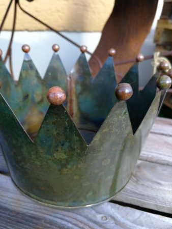 Preview: Pflanztopf Krone, kupfer-grün