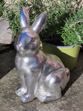 Preview: Polyresin Dekohase Hans, Kopf rechts, altsilber