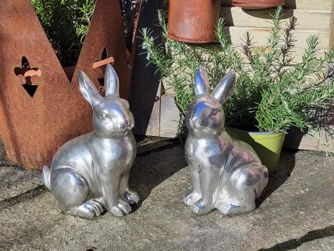 Preview: Polyresin Dekohase Franz, Kopf links, altsilber