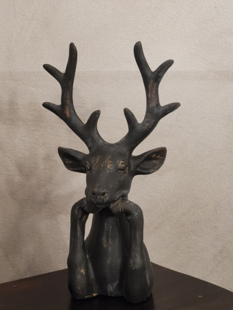 Hirschbüste Zen, Polyresin, grau-braun