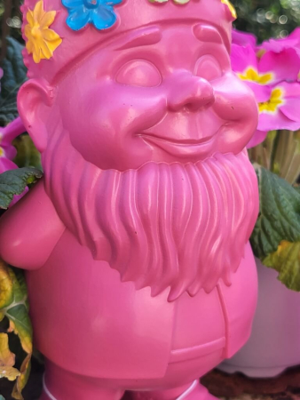 Polyresin Zwerg Flower Power mittel, knallbunt