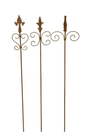Edelrost 3er Set Rankstäbe für Blumenkübel, 60 cm