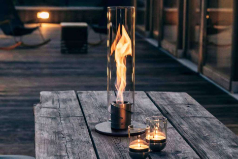 Tischfeuer Spin für Brenngel silber