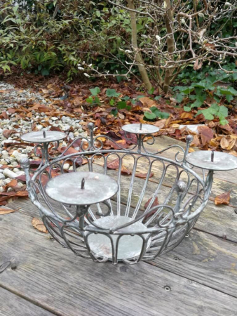 Vintage Kerzenhalter Adventskranz Korb