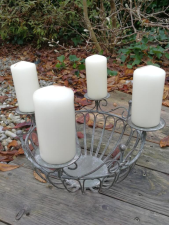 Vintage Kerzenhalter Adventskranz Korb