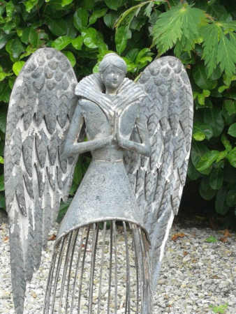 Preview: Dekoengel Lisa betend, grau