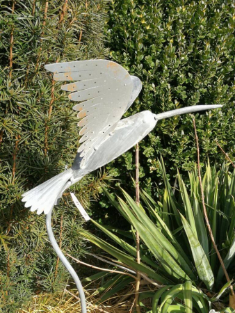 Gartenstecker Vogel grau