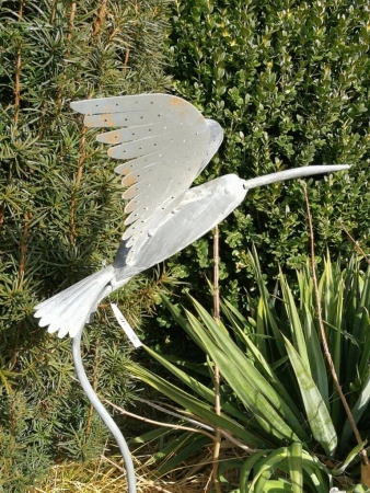 Gartenstecker Vogel grau