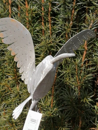 Gartenstecker Vogel grau