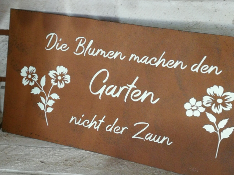 Shabby Chic Metallspruchschild Blumen-Zaun