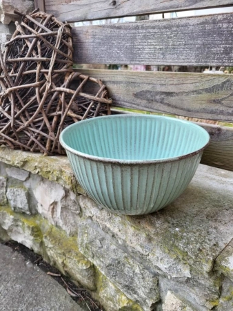 Metall Pflanzschale Askir, Shabby hellgrün lackiert