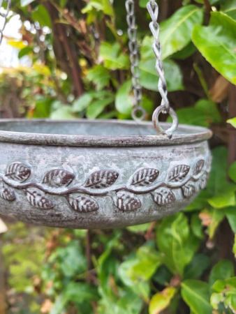 Preview: Shabby Chic Pflanzschale Marina zum Hängen, grau-braun