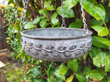 Preview: Shabby Chic Pflanzschale Marina zum Hängen, grau-braun