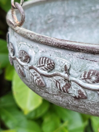 Preview: Shabby Chic Pflanzschale Marina zum Hängen, grau-braun