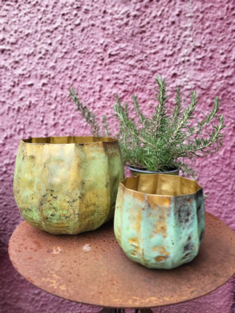 Preview: Pflanzschale rund, antik-grün