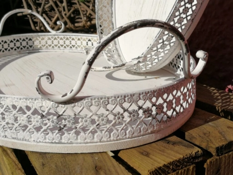 Shabby Chic Dekotablett, antik-weiß
