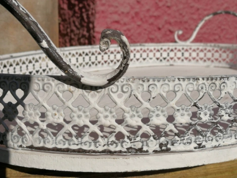 Shabby Chic Dekotablett, antik-weiß