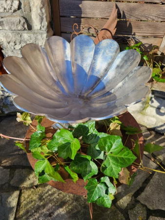 Blütenschale auf Fuß, vernickelt