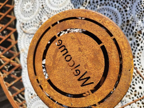 Preview: Edelrost LED Solarlaterne Pusteblume, Schmetterling