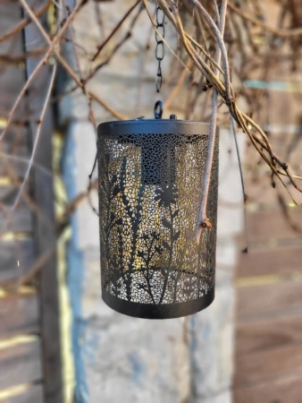 LED Solarlaterne Gräser schwarz, zum Hängen