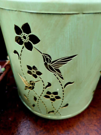 Preview: LED Solarlaterne Blumen, Kolibri, zart-grün