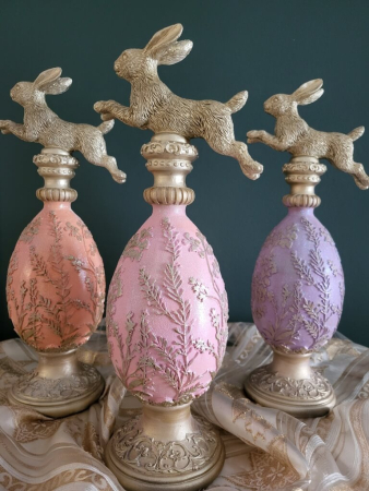 Ständer Ei mit Hase, Minny, flieder-gold