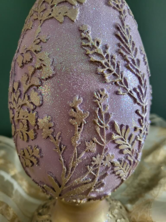 Ständer Ei mit Hase, Minny, flieder-gold