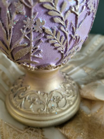 Ständer Ei mit Hase, Minny, flieder-gold