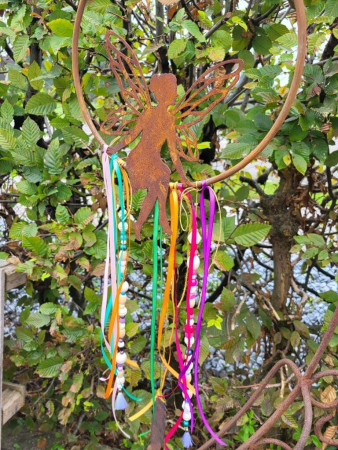 Traumfänger Edelrost Fee, bunt