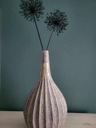 Preview: Kunstharz Vase Hanoya, gold-grau