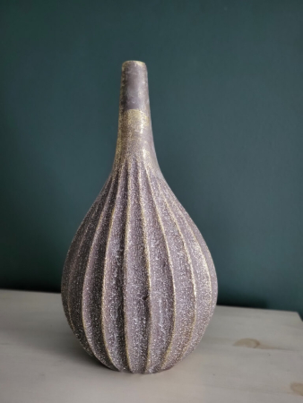 Kunstharz Vase Hanoya, gold-grau