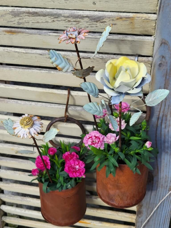 Preview: Vintage Topfstecker 3er-Blütenset Doris, pastell