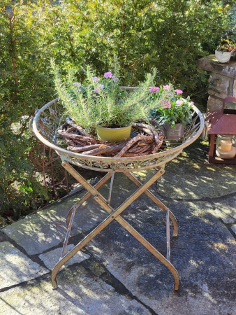 Preview: Beistelltisch Coffee, grün-braun aus Metall