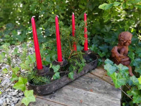 Preview: Shabby Chic Dekotablett für Spitzkerzen (Adventskranz)