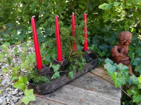 Shabby Chic Dekotablett für Spitzkerzen (Adventskranz)