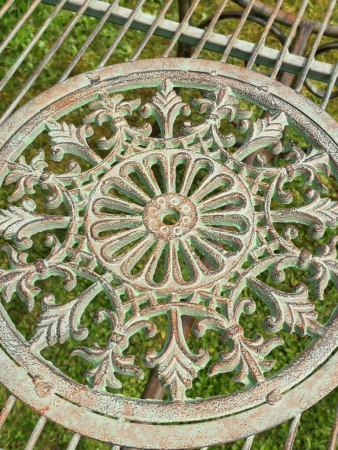 Preview: Gartenmöbelset Figaro, großer Tisch mit 4 Stühlen, antik-grün