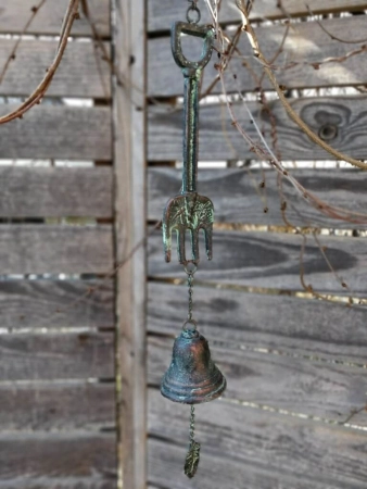 Metall Gartenglocke Forke, grau
