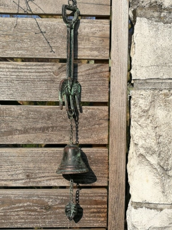 Metall Gartenglocke Forke, grau