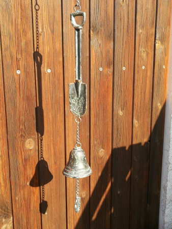Metall Gartenglocke Spaten, grau
