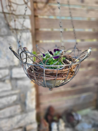 Preview: Vintage Hängekorb Susanne, grau-braun