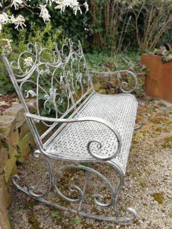 Vintage Schaukelbank, grau, aus Metall