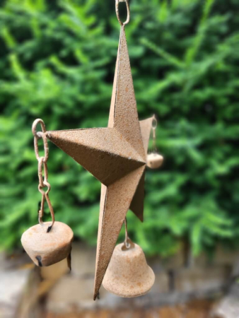 Preview: Vintage Stern 3D zum Hängen mit Glocke