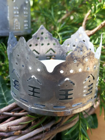 Preview: Shabby Chic Teelichthalter Haus, 4er-Set