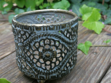 Shabby Chic Teelichthalter Welle, zum Stellen