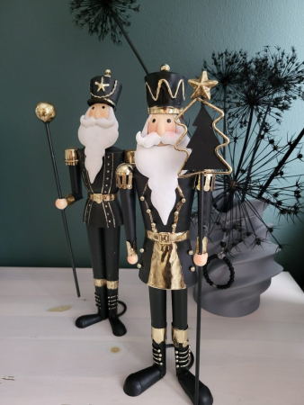 Weihnachtlicher Wachmann mit Kugelstab, schwarz-gold