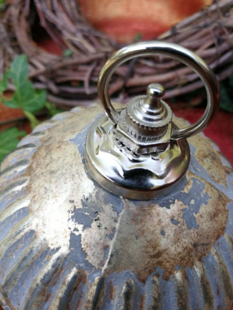 Preview: Christbaumkugel Rivero, Ministreifen, grau-gold